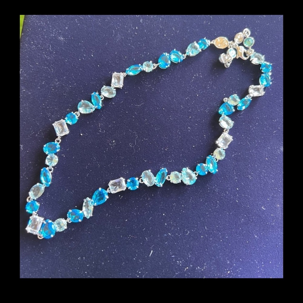 Gema inspired shades of blue swarovski elements necklace